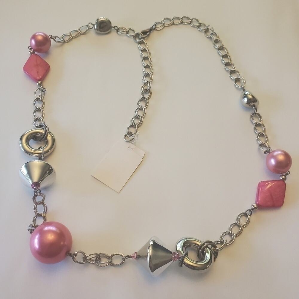 Treska glam funky beaded long statement adjustable link necklace